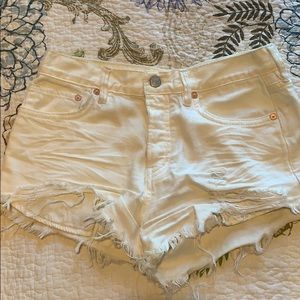 White jean shorts